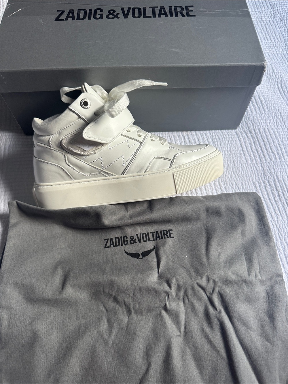 Zadig & Voltaire White womens High-Top Sneaker with Strap